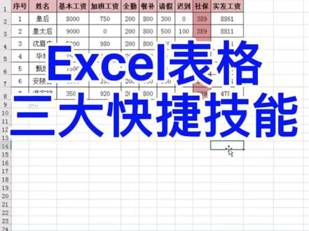 Excel表格三大快捷技能。#excel #文员 #office办公技巧 #wps