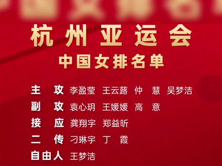 杭州亚运会中国女排名单 #亚运会 #中国女排
