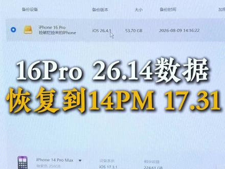 高系统的数据,想恢复到低系统上。只能通过电脑操作,修改版本号。#苹果刷机 #iOS降级 #数据恢复 #修改版本号