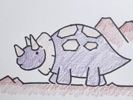 Q版三角龙简笔画#简笔画 #恐龙简笔画