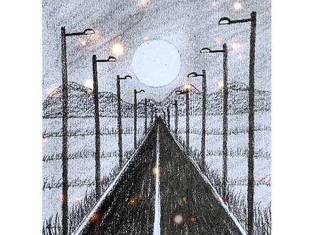 风景画极简教程!1分钟涂抹出一条公路,这不有手就行嘛#零基础学画画 #画画 #原来画画如此简单 #画画其实很简单 #创作灵感