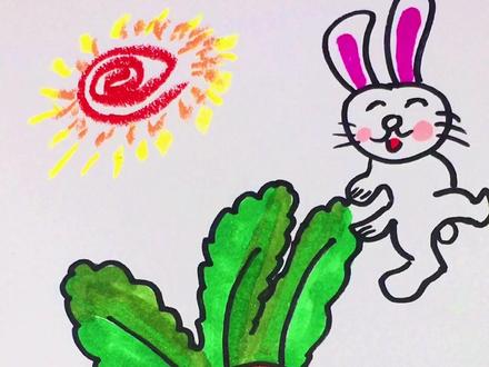 #创作灵感 #简笔画 #小兔子拔萝卜 #马克笔儿童画 马克笔加油画棒,画兔子拔萝卜,有喜欢的吗?@抖音小助手