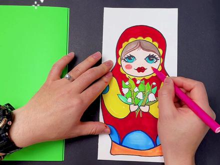 创意画《俄罗斯套娃》非常有趣的画面效果,爸爸妈妈宝宝每个人画一个套娃,可以很好的体验亲子绘画的乐趣#创意画 #少儿美术 #儿童画教程 #doudream创作者计划