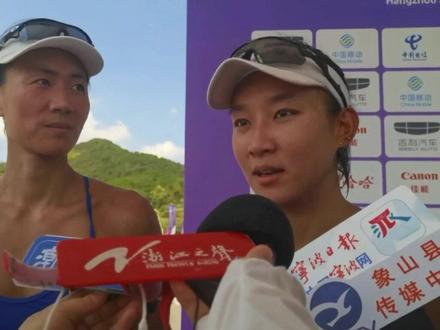 今天,杭州第19届亚运会沙滩排球项目的比赛在宁波象山半边山沙滩排球中心进行。中国女子沙滩排球队的“金花”薛晨/夏欣怡组合,首次来到象山沙排中心感受如何?一起来看!#杭州亚运会(浙江之声记者 姚昕)