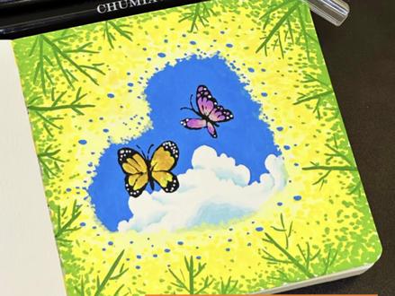 么么教你一分钟画|爱心油菜花田💗#初描丙烯马克笔 #绘画 #零基础学画画 #跟着抖音学画画 #画画