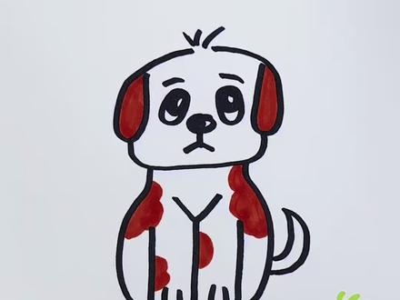 超简单的小狗,一看就会,快来一起画吧! #简笔画 #宠物手绘 #吴江画室 #创意美术 #儿童画