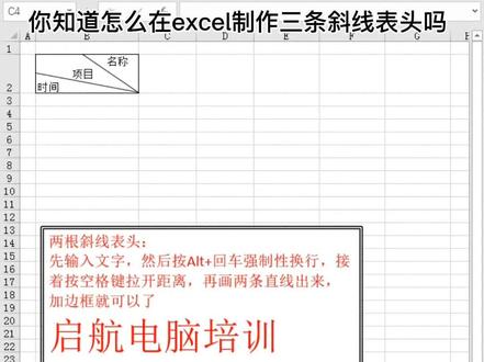 #excel技巧 #office办公技巧 Excel表格制作三斜线表头。
