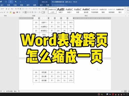 Word表格跨页怎么缩成一页
