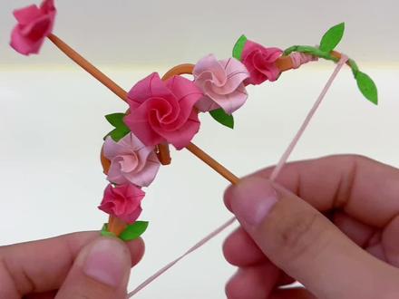 牙线自制浪漫玫瑰弓箭🏹️,快@闺蜜一起做!#手工 #玫瑰弓箭 #弓箭 #折纸玫瑰 #牙线