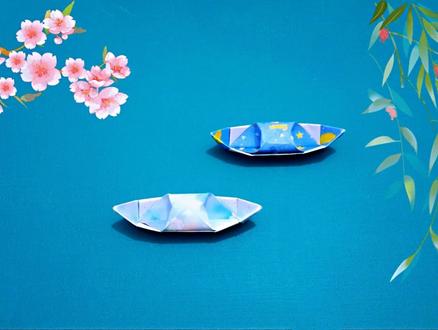 江南烟雨中的乌篷小船折纸教程,当做摆件也不错,步骤其实很简单