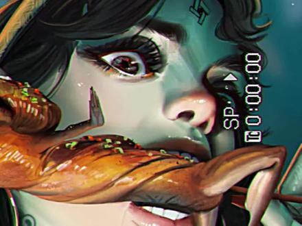 故事:诡异的直播探店 希望大家能喜欢这次的故事,配音小姐姐太给力了,多多点赞关注#绘画过程 #克苏鲁 #绘画 另外,此图高清动态壁纸同步上线啦