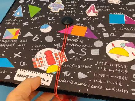 数学元素博士帽子纸板手工制作过程-抖音