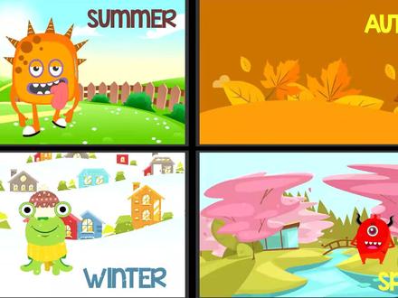 Seasons song for kids 四季歌英语启蒙儿歌少儿英语儿歌#季节学习 #儿童早教 #四季歌 Four seasons in one year#幼儿园
