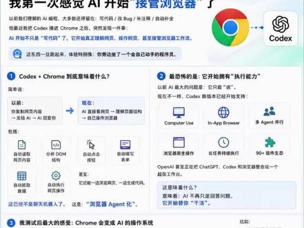 我把 Codex 接进 Chrome 后,真的有点被吓到了。
以前 AI 只是帮你写代码,现在它已经开始自己操作浏览器了。
它能看网页、点按钮、填表单、抓数据,甚至一边浏览网页一边生成代码。
说白了,Chrome 正在从“浏览器”,变成 AI 的“操作系统”。
很多人的工作,可能真的要被 Agent 重做一遍了。#科技下一站 #还有什么是不能ai的 #与ai同行 #我在抖音聊科技#一人一个舍不得删的app