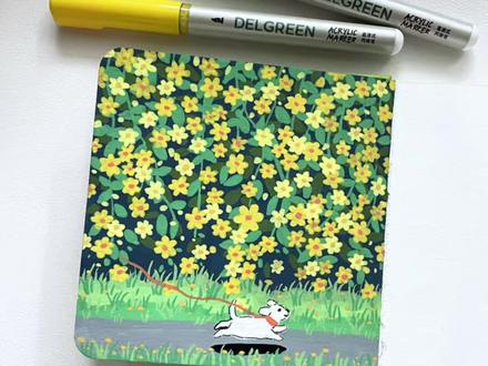 迎春花墙下快乐奔跑的修狗🐶 🖊️:丹可林直液式丙烯马克笔
📒:10*10
#春 #丙烯马克笔 #手绘 #绘画教程 #零基础学画画