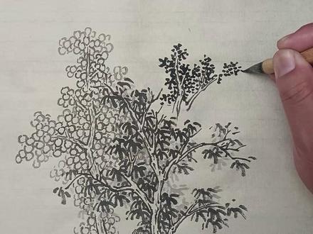 多棵树的组合穿插 #画画 #一起学画画