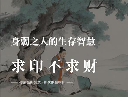 身弱之人 求印不求财 为什么说身弱之人,首选求印而不求财?