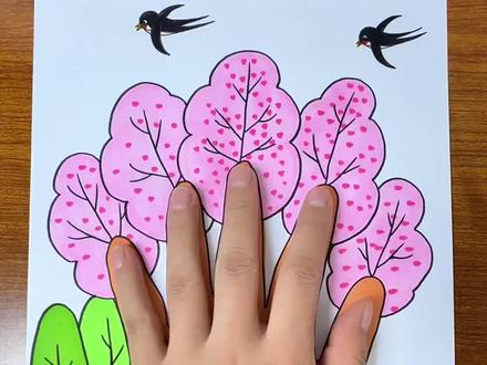 和孩子一起画春天亲子手掌画#儿童绘画 #画画