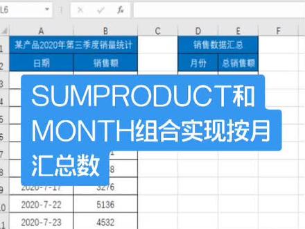 #excel技巧 SUMPRODUCT和MONTH组合实现按月汇总数