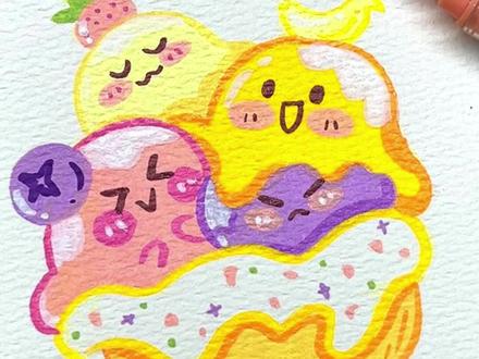 丙烯马克笔手绘可爱水果冰淇淋简笔画~#丙烯马克笔简笔画 #创作者中心 #创作灵感 #可爱简笔画 #手绘教程