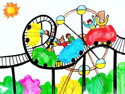 如何画出生动的过山车#一起学画画 #创意美术 #跟我一起学画画