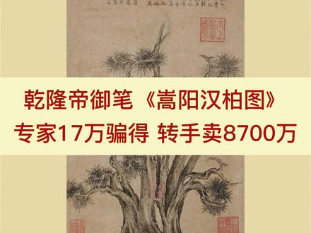 乾隆帝御笔《嵩阳汉柏图》鉴宝专家17万骗得,后转手卖8700万。#字画收藏