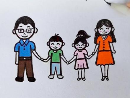 用圆形和H画一家人?#简笔画 #一家人 #一学就会系列 #零基础学画画