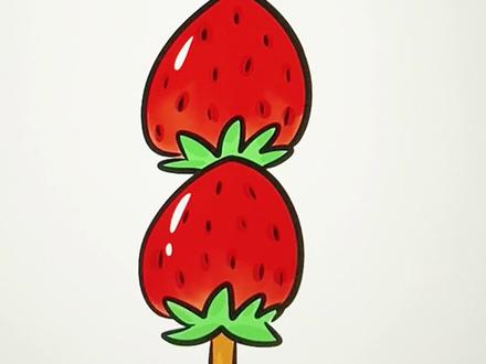 简单画草莓糖葫芦#简笔画#画画教程#学画画