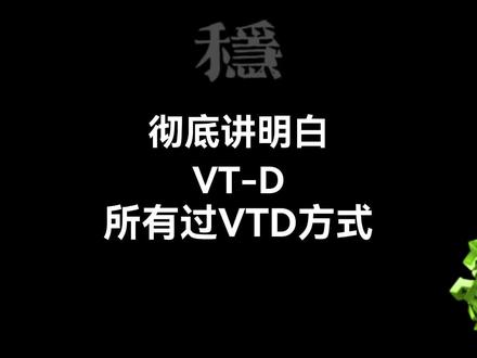 一条视频讲清楚关于Vtd的所有
且看且珍惜