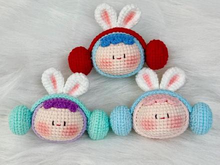 耳机兔团子【免缝合版】钩织教程1耳朵和耳机 超级详细,保姆及教程,适合纯新手入门哦#爱生活爱编织#钩织教程#钩针编织#新手#免缝合钩织