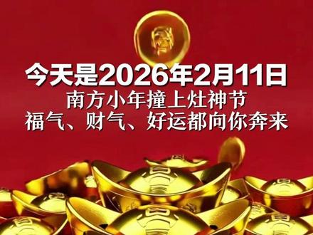 今天是2026年2月11日 南方小年撞上灶神节 福气、财气、好运都向你奔来#网络中国节