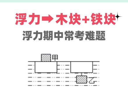 八下物理|经典难题:浮力-木块浸没问题 #八下物理 #初中物理 #初二物理 #浮力计算 #物理老师