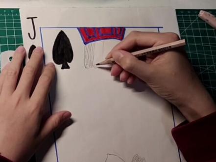 查理大帝的侍卫是黑桃J#画扑克牌 #绘画过程 #动漫教程 #零基础学画画 #画画