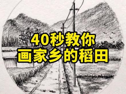 30秒教你画老家的稻田!#素描 #风景画 #一起学画画 #零基础教学 #绘画