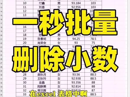 excel一秒批量删除小数!#东莞电脑培训 #南城电脑培训 #东莞热门 #excel教学