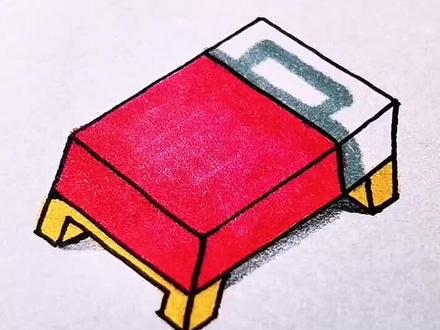 教你画立体床。#简笔画 #想画就画 #画画