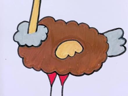 用数学9画鸵鸟,这憨态可掬的样子不知道要迷死多少人#亲子简笔画 #育儿简笔画 #鸵鸟简笔画