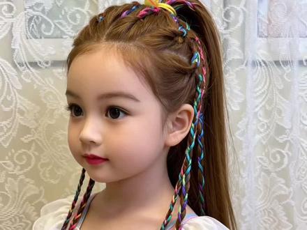 彩绳半披发 六一儿童节最受欢迎的发型#儿童花样辫子扎法 #儿童辫发