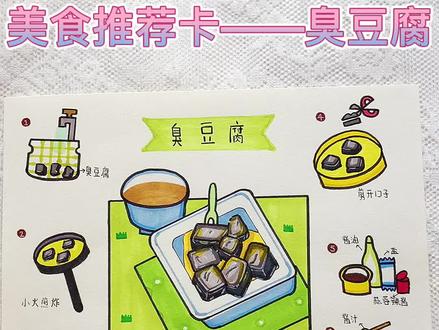 #美食推荐卡 ——臭豆腐 #臭豆腐 #马克笔儿童画 #臭豆腐简笔画 #舌尖上的中国