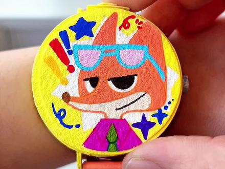 自制疯狂动物城旋转手表 #手工 #手工diy #疯狂动物城 #手表 #手绘