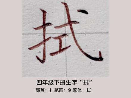 第44集|部编版语文四年级下册生字“拭”#硬笔书法教学 #规范字教学 #语文生字