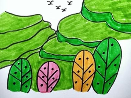 一起画梯田风景简笔画#简笔画 #一学就会系列 #手绘 #儿童简笔画 #画画