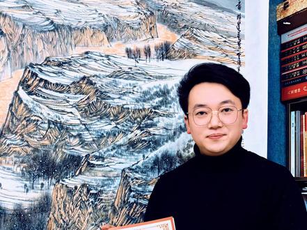 黄河安澜-甘肃省黄河主题大展入展原作《大河吟雪图》 #王录山大河吟雪图 #画家王录山 #王录山画陕北黄土高原 #王录山中国画馆 #王录山