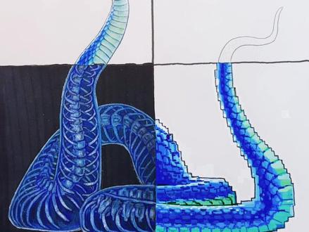 盖瑞一条蛇,像素版 #疯狂动物城2 #盖瑞一条蛇 #画画 #像素 #丙烯马克笔