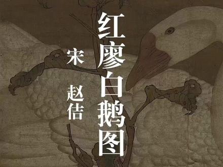 台湾故宫珍藏宋徽宗《红蓼白鹅图》,唯美脱俗。蚕绢原大超清复刻,手工古法精裱,如见真迹。#古画 #宋徽宗 #名家书画
