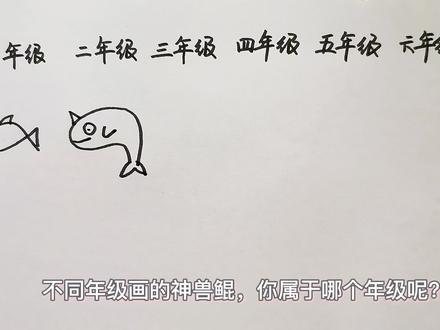 简笔画,不同年级画的满级神兽鲲,你属于哪个年级呢?