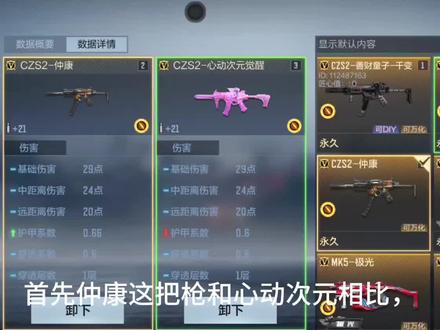 #穿越火线手游 #cfm #cf手游 #仲康测评首先仲康这把枪和心动次元相比,它的护甲系数提升。然后射速削弱。禁止精准和移动精准多一点。然后手机上扬高度0.2。但是点射稳定性不如心动次元。和散财童子相比除了射速比散财童子低以外。其他的属性基本高于散财童子。接下来我们对比一下伤害。由于仲康康的穿甲系数为0.66,比心动次元和散财童子的0.6高。仲康无论是在近中远距离打护甲伤害都要比心动次元和散财通子高两滴血。但是打腿和非护甲的伤害都是一样的。重康开启技能后,打甲和打身体的伤害都为29,28
怎么说呢?众康这把枪实战当中适合二连。因为它比其它的cz75伤害高,运气好多打身体两枪,四枪,五枪就能秒掉一个人。可以当一把普通的步枪玩,他这个技能就比较鸡肋。开了技能,你没有护甲,别人也没有护甲。你秒别人也快,别人秒你也很快。实战当中不开技能其实也能打。实际上扬只有0.2。对枪的时候也很稳定。这把枪本来就是冲锋枪,打爆破的时候作为突破手。你不可能开着技能就冲。一个雷下来你就失丝血了。开技能的话,一般打爆破的时候,打到后面残局的时候可以开一下技能搏一搏。其实这把枪如果就靠着心动次元的属性把那个手机上扬改为0.2,其实不要技能更好。赛季末相信大家都已经有这把枪了,但是玩儿的人很少,总的来说这把枪强度一般但是作为三国武器,这把枪的颜值还挺帅的。步枪玩腻了,大家可以试一下这把枪。