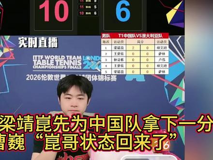 恭喜梁靖昆3:0为中国队先拿下一分!曹巍“崑哥状态回来了”#梁靖崑
