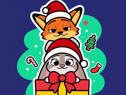 简笔画🎨尼克朱迪的圣诞限定礼物来喽 你想要收到谁送的圣诞礼物呀?尼克朱迪和你一起过圣诞节楼~限定贴贴 #圣诞节 #疯狂动物城 #朱迪尼克 #简笔画 #绘画