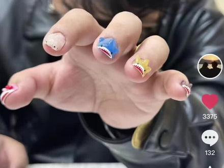 鲨鱼美甲教程来喽~#鲨鱼美甲 #美甲教程 #鲨鱼美甲教程 #美甲 #美甲分享